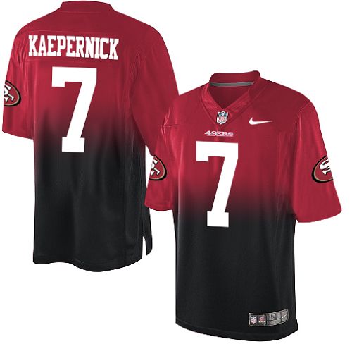 Men's Elite Colin Kaepernick Nike Jersey Red/Black - #7 Fadeaway NFL San Francisco 49ers